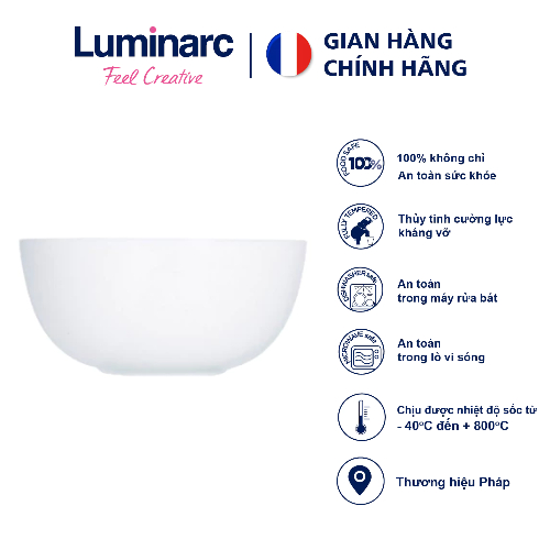 Bát tô thủy tinh đựng canh/trộn salad Luminarc Diwali 21cm - D7410, dùng lò vi sóng, máy rửa bát an toàn