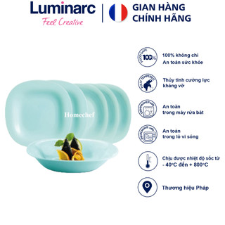 [Hàng Pháp] Bộ đĩa (dĩa) Luminarc Carine thủy tinh xanh ngọc 6 chi tiết, dùng lò vi sóng, máy rửa bát - CR6A