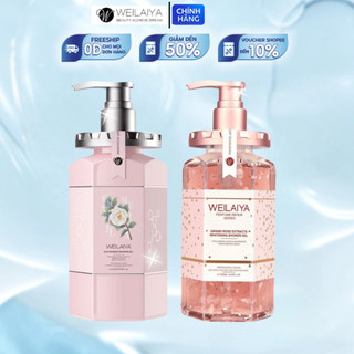 Sữa tắm Weilaiya Hoa Trà - cánh hoa hồng Damask Grand Rose Extracts Whitening Shower Gel