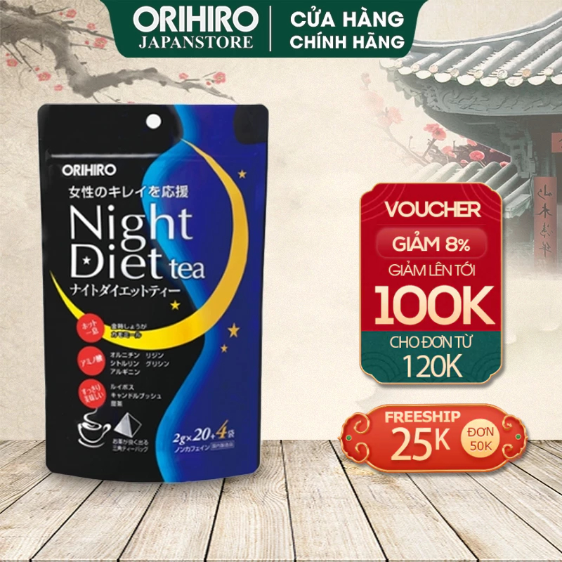 Trà giảm cân Night Diet Tea Orihiro 20 gói/túi và 24 gói/túi