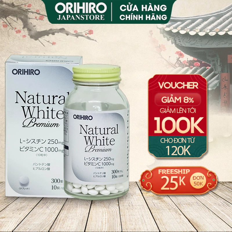 Viên uống trắng da Natural White Premium ORIHIRO 300 viên