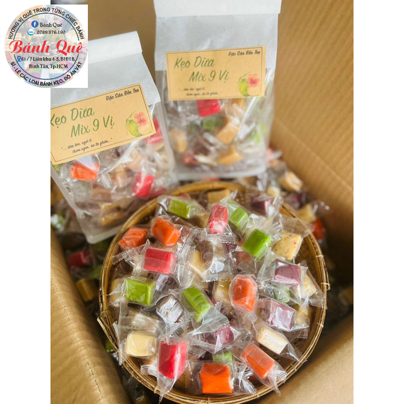 500gr Kẹo dừa mix 9 vị - Đặc Sản Bến Tre