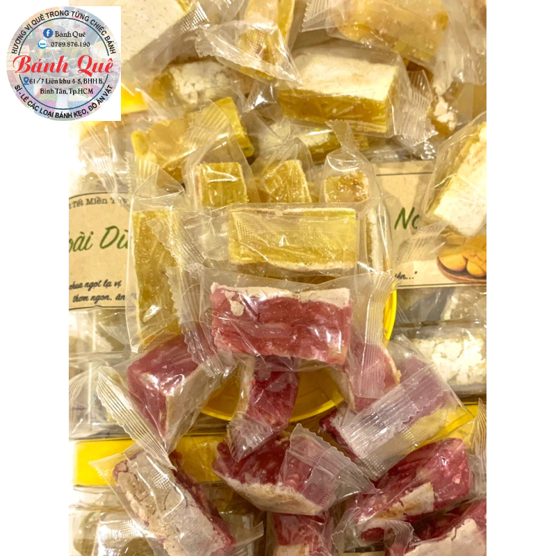 Kẹo xoài mix dâu dừa non kẹp bánh phồng 500g