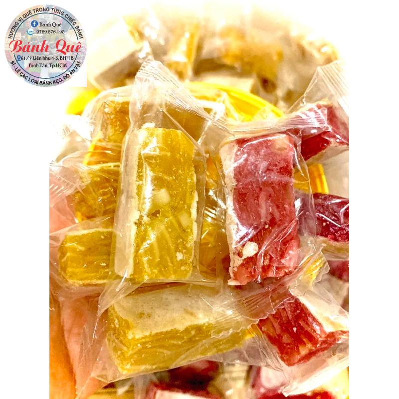 Kẹo xoài mix dâu dừa non kẹp bánh phồng 500g