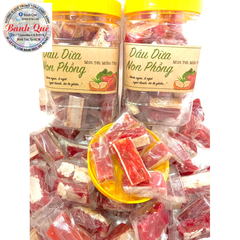 Kẹo xoài mix dâu dừa non kẹp bánh phồng 500g