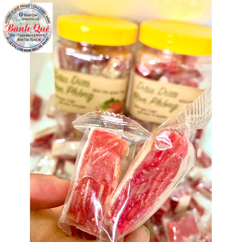 Kẹo xoài mix dâu dừa non kẹp bánh phồng 500g