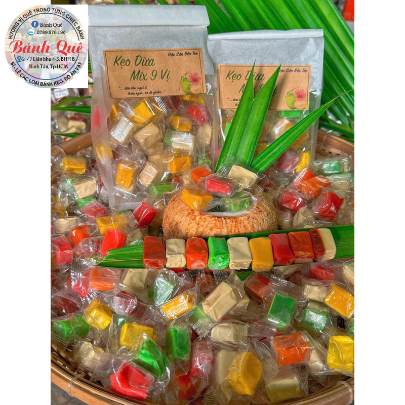 500gr Kẹo dừa mix 9 vị - Đặc Sản Bến Tre