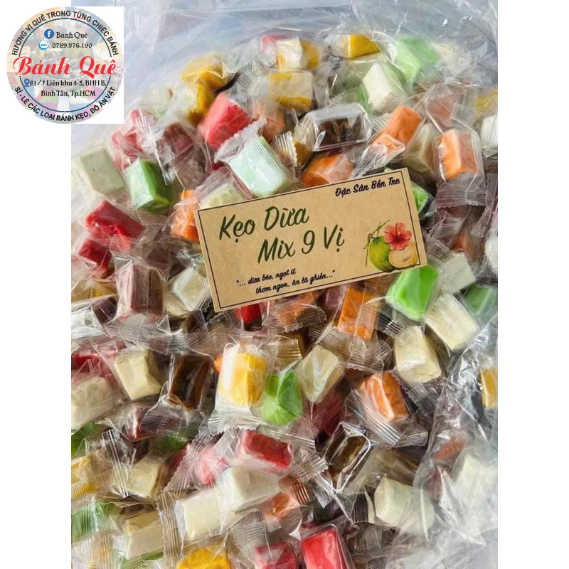 500gr Kẹo dừa mix 9 vị - Đặc Sản Bến Tre
