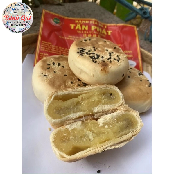 Bánh Pía Xưa gói giấy Tấn Phát nhân đậu xanh sầu riêng , khoai môn sầu riêng, xá xíu không trứng 350/cây 4cái