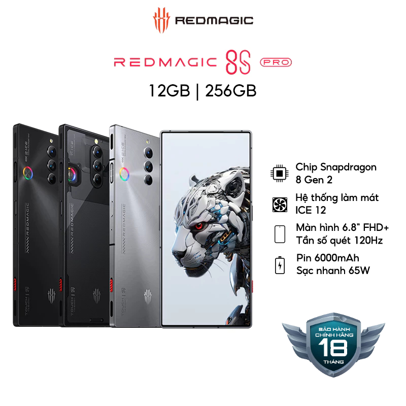 Điện Thoại Gaming Phone Redmagic 8s Pro | Snapdragon 8 Gen 2 | 6.8'' FHD+ 120HZ | Pin 6000 mAh - 65W | Hàng Chính Hãng