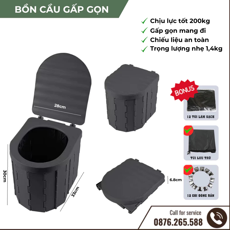 Bồn cầu di động dã ngoại, bồn cầu cắm trại gấp gọn đi vệ sinh cỡ lớn, tiện dụng khi đi du lịch cắm trại,dã ngoại-DCP14