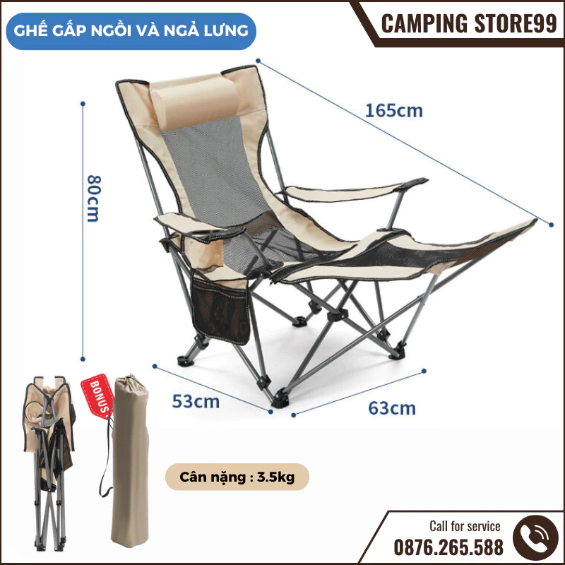 Ghế Xếp Thư Giãn, Ghế Nằm Văn Phòng, Ghế Gấp Gọn Đa Năng Đi Du Lịch, Phượt, Nằm Bệnh Viện, Văn Phòng Tiện Lợi - GCC5