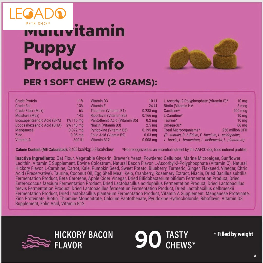 Viên Bổ Vitamin Cho Chó Size Nhỏ, Chó Con Pet Honesty's Multivitamin Puppy,Tiêu Hóa, Miễn Dịch, Da Lông, Tim Mạch Não