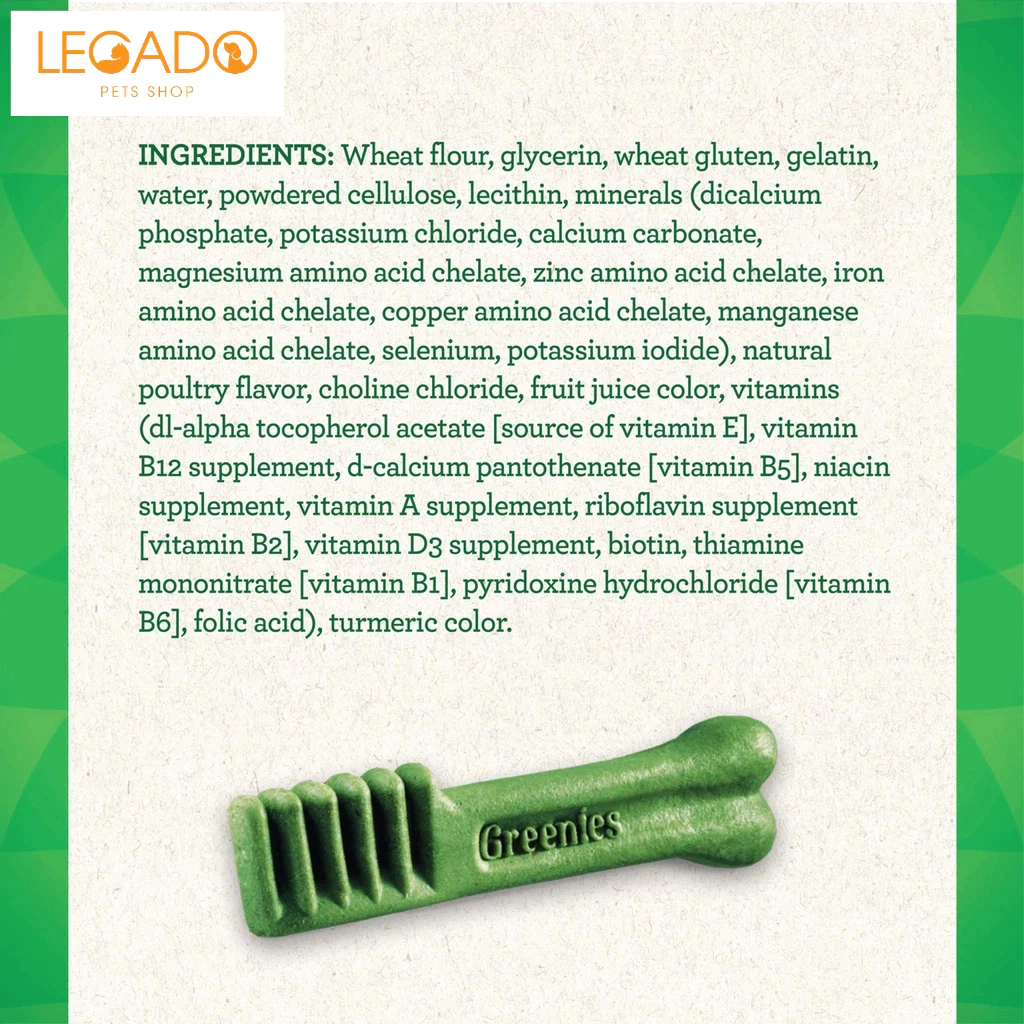 Xương Gặm Vệ Sinh Răng Cho Chó Greenies Dental Treats Original Giúp Thơm Miệng, Loại Bỏ Mảng Bám, Cao Răng