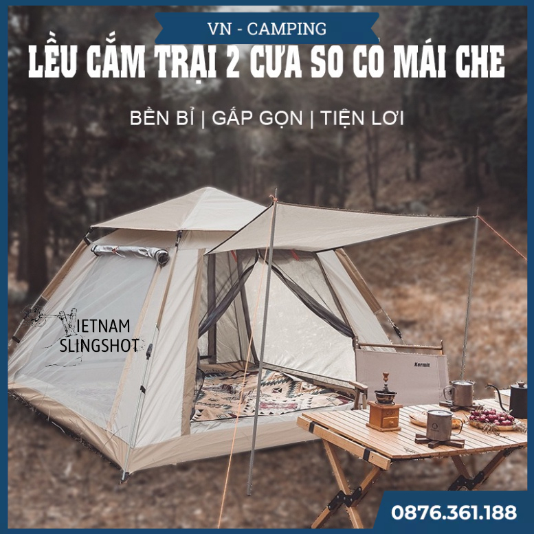 Lều Cắm Trại, lều dã ngoại tự bung 4-6 người chống nước chống tia tử ngoại KT 2m8x2m8 - Lều cắm trại du lịch