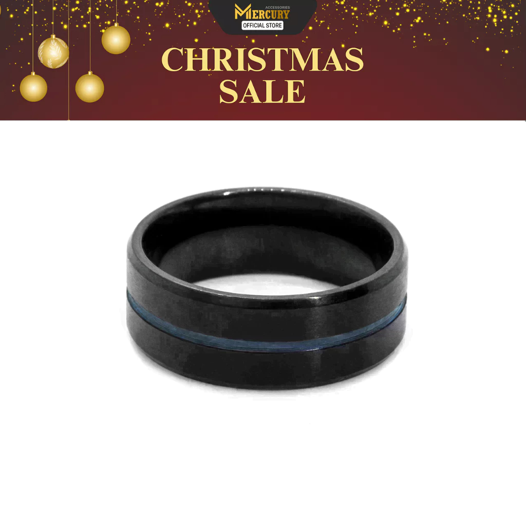 Nhẫn thời trang nam nữ Titan vĩnh cửu Mercury Black - Blue Line