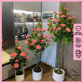 [Thanh lý] Cây giả decor, Cây Hoa Trà My Giả (85CM,1M2,1M6) Decor Siêu Đẹp, Cây giả trang trí nhà, phòng khách