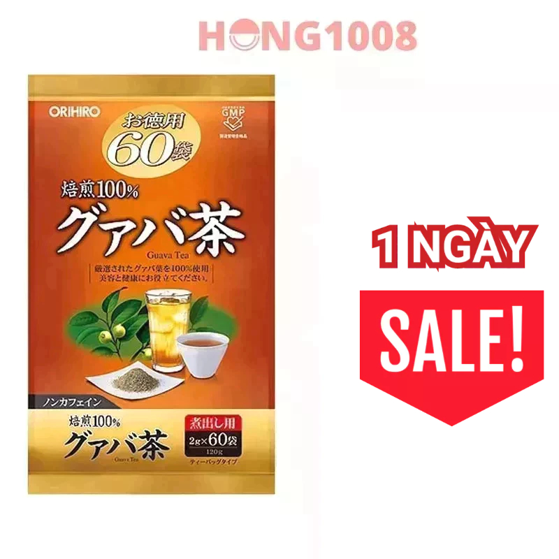 Trà Ổi Orihiro 60 túi lọc - Trà lá ổi Guava tea Nhật Bản Hỗ Trợ Giảm Cân