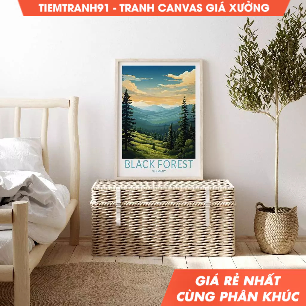 Tranh treo tường, Black Forest Germany Travel Poster Wall Art, Home Decor, tặng kèm đinh treo, in th