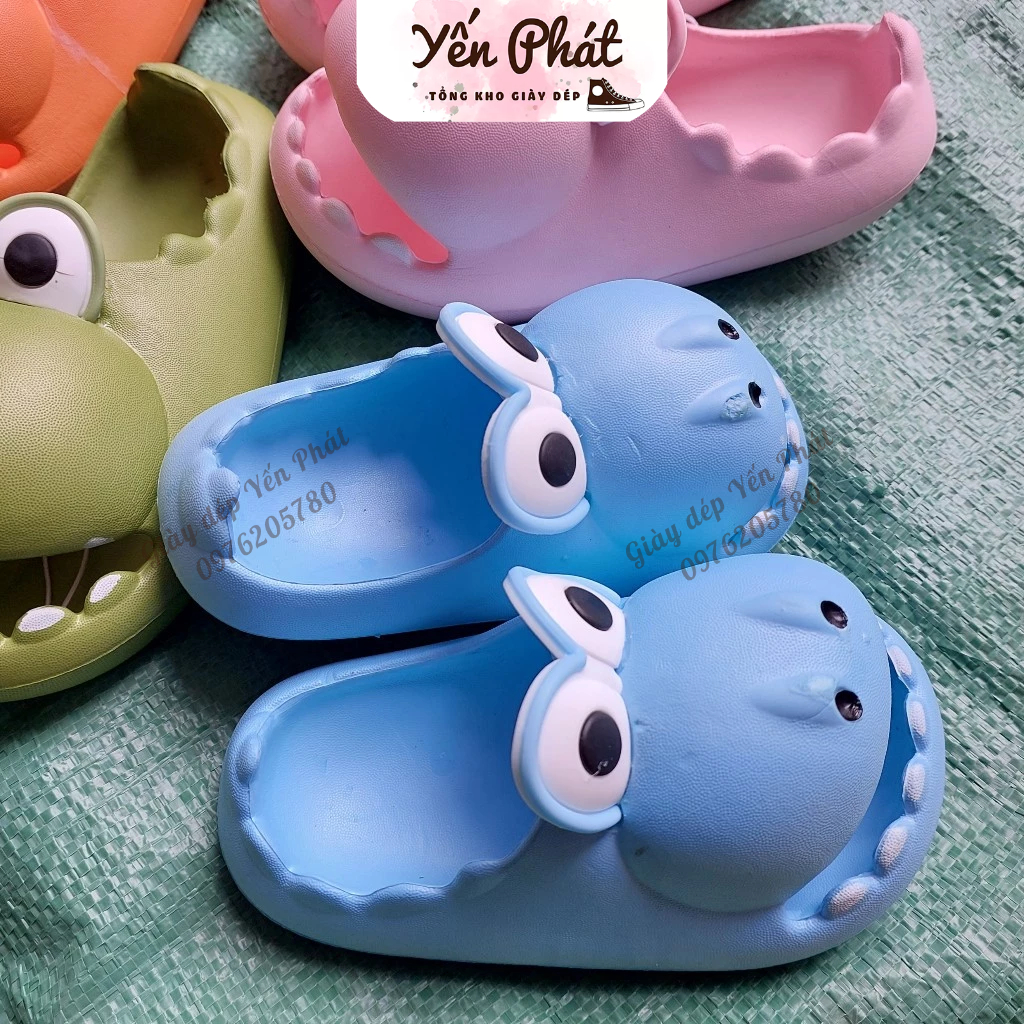 Dép Quai Ngang Cho Bé,Dép Cá Sấu Mắt To Siêu Cute , Dép Khủng Long Cá Sấu MS6628