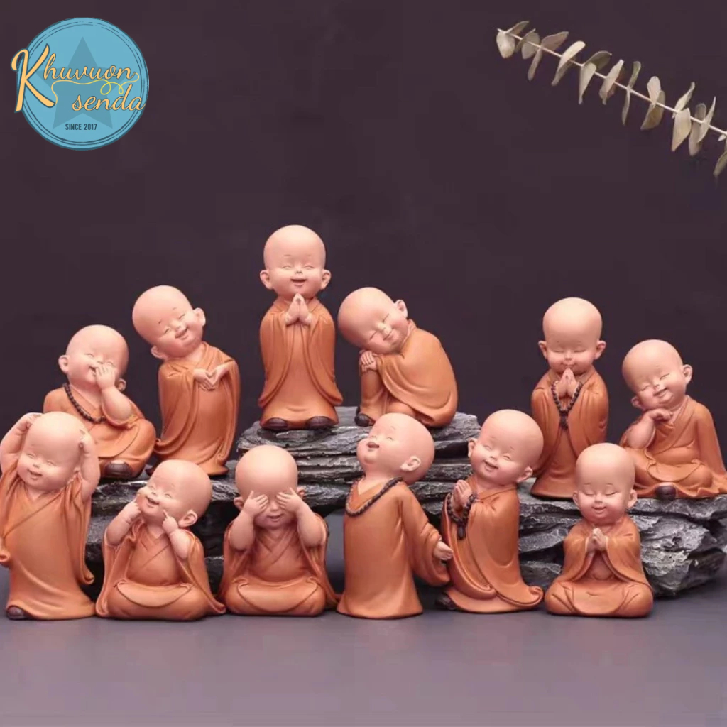 Tượng Chú Tiểu Vui Tươi  Trang Trí Tiểu Cảnh Để Bàn