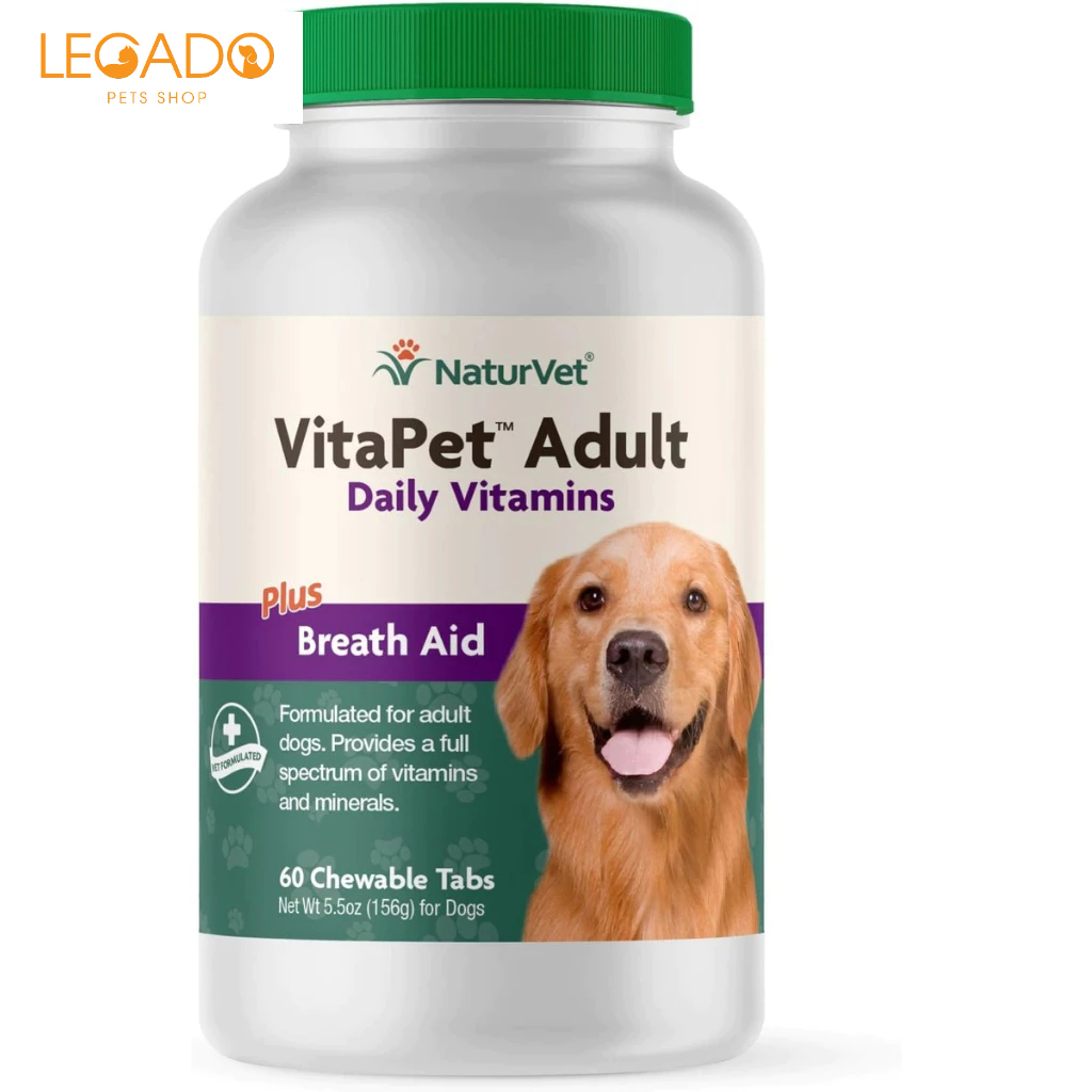 Viên Nhai Bổ Sung Vitamin Cho Chó, Chó Con NaturVet VitaPet Adult / Puppy (Hủ 60 viên)