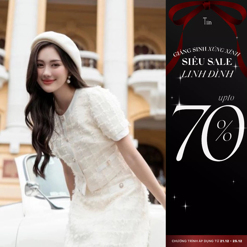 Áo dạ cổ tròn phối nẹp đính khuy TIINSTORE ADN878