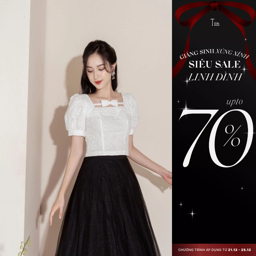 Chân váy midi voan lưới dáng dài TIINSTORE CHD265