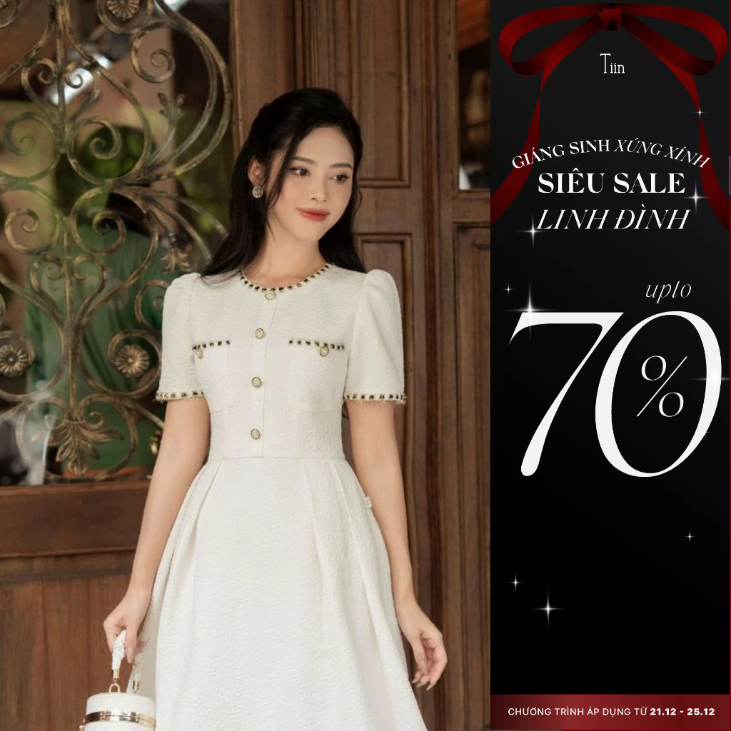 Váy viền dây trang trí nắp túi TIINSTORE VHN944