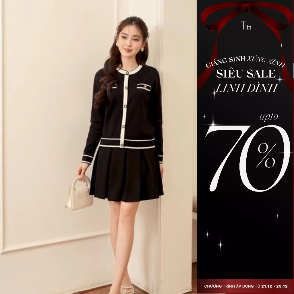 Áo len nữ phối nẹp viền cơi giả TIINSTORE GA23108