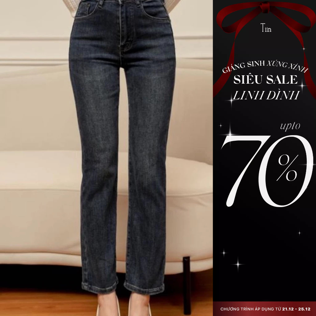 Quần Jeans ống đứng dáng lỡ TIINSTORE GQ23085