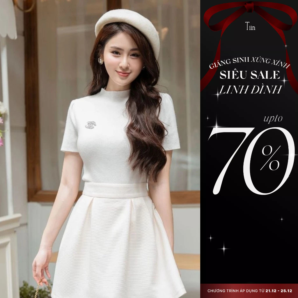 Len cộc tay cổ lửng vạt tròn TIINSTORE GA23018