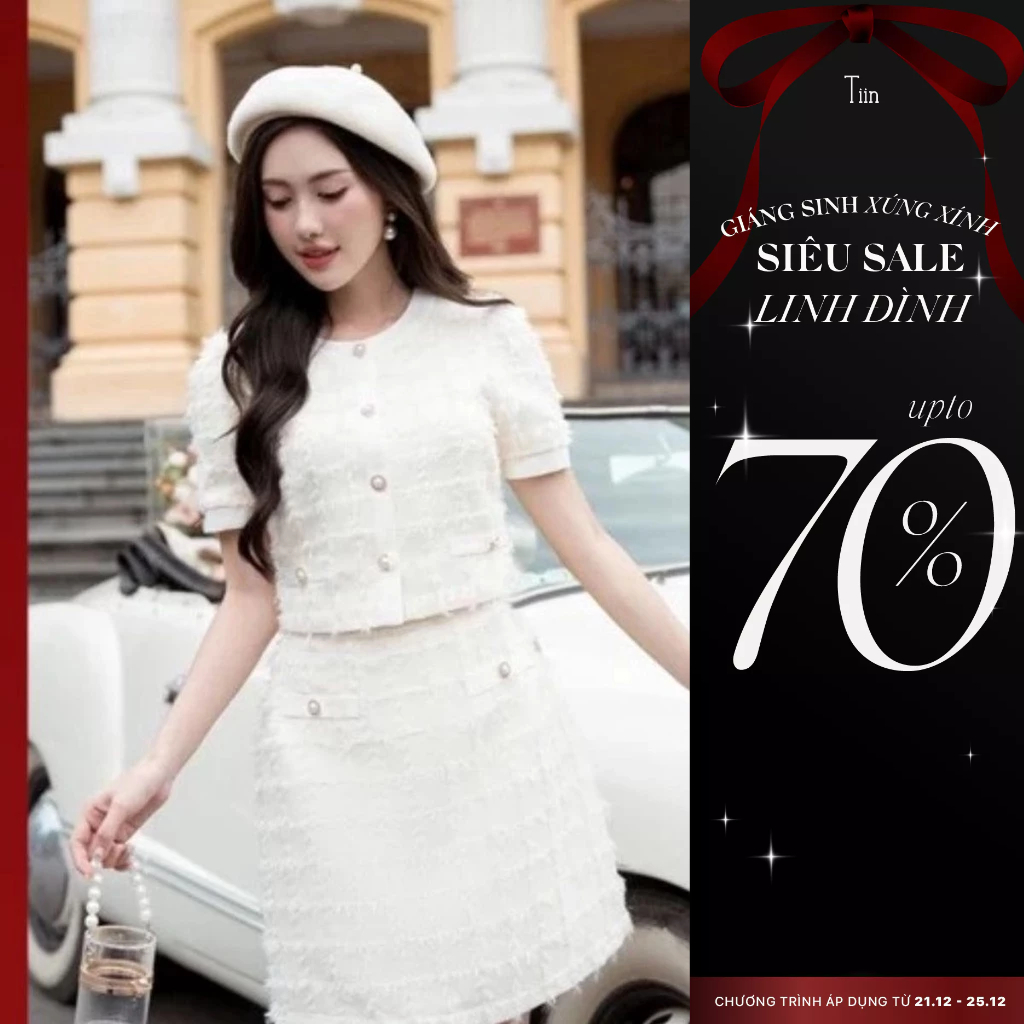 Chân váy dạ phối cơi đính khuy TIINSTORE CDN284