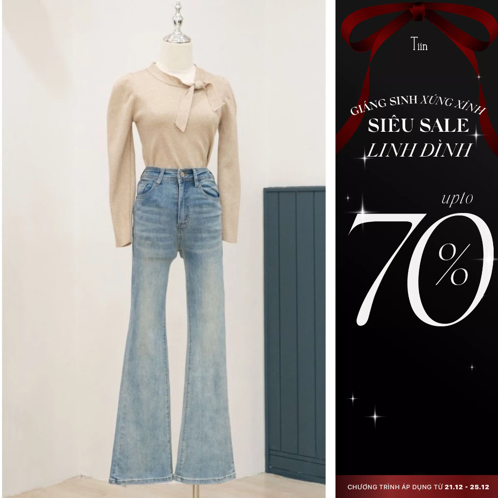 Quần Jeans dáng dài ống loe TIINSTORE GQ23095