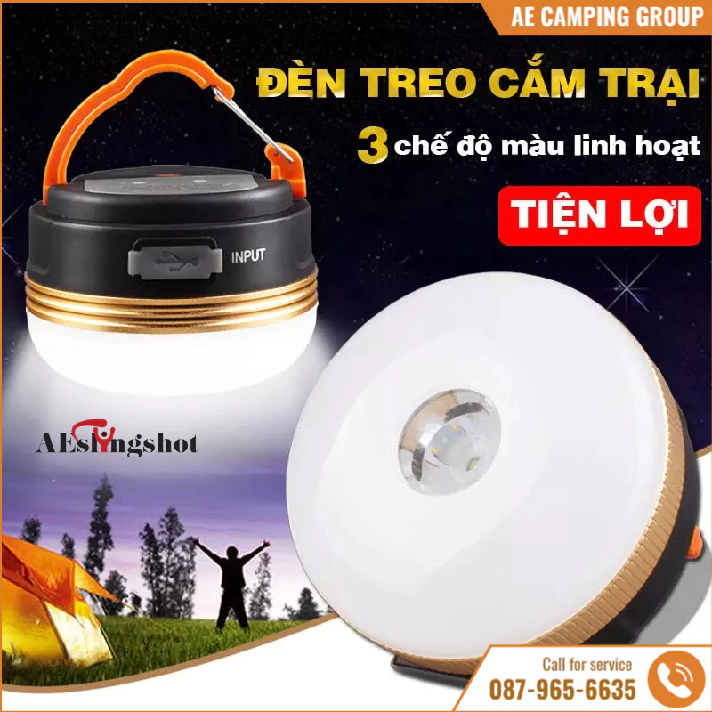 Đèn led treo lều, đèn treo lều dã ngoại, đèn cắm trại nhỏ gọn kèm sạc USB có thể thu gọn tiện lợi siêu sáng [DCP13]