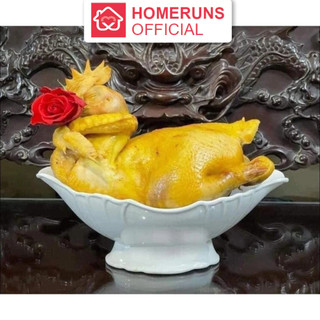 Bát thuyền đựng gà cúng nguyên con, hoa quả gốm sứ Bát Tràng men trắng dày cao cấp - Homeruns