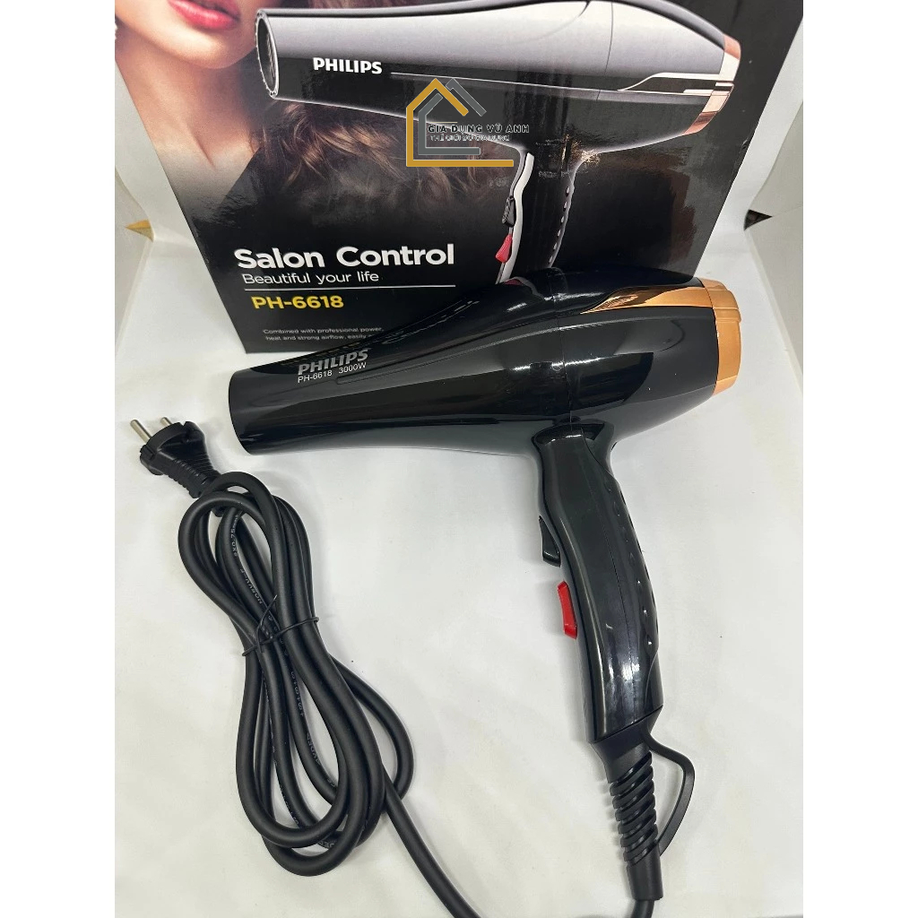 Máy sấy tóc công suất lớn, máy sấy tóc salon 2 chiều nóng lạnh PL PH 6618 công suất 3000W siêu khỏe chuyên dùng tạo kiểu