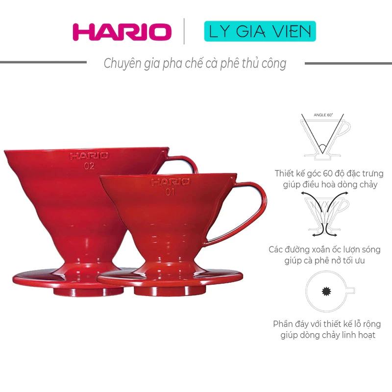 Phễu Pha Cà Phê Nhựa Cứng Màu Hario V60 Coffee Dripper Plastic