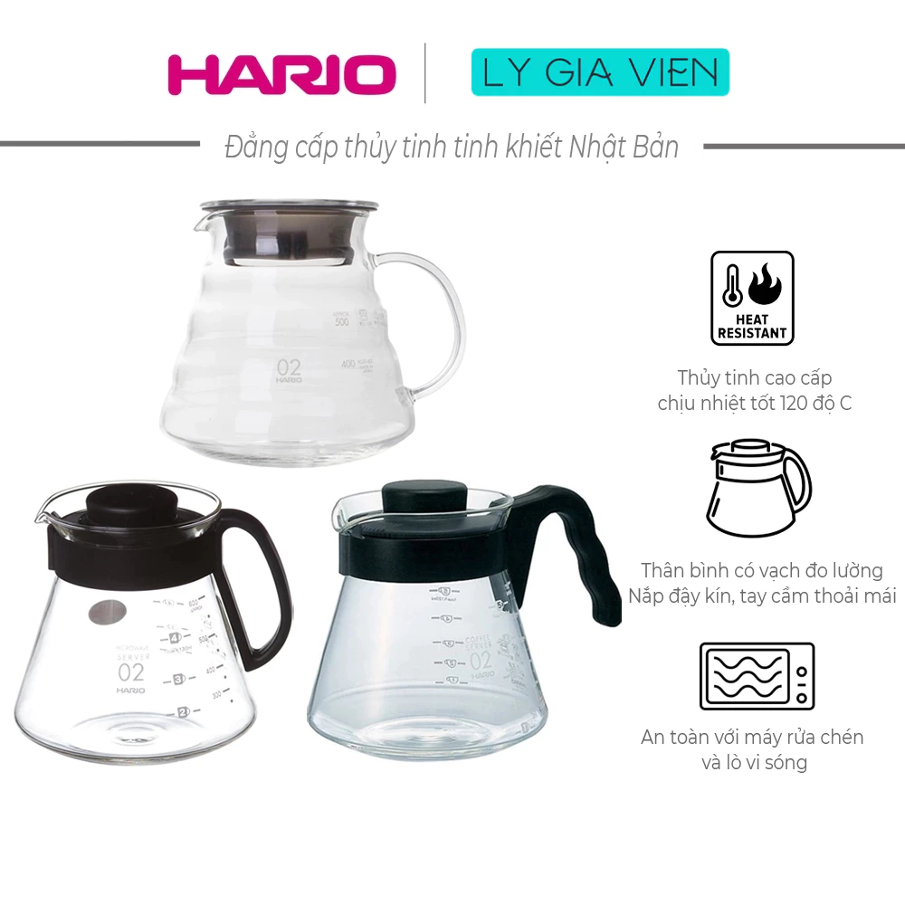 Bình Nước Thủy Tinh Phục Vụ Cà Phê Hario V60 Range Server