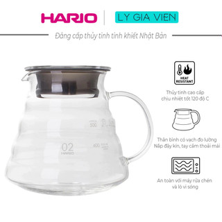 Bình nước thủy tinh phục vụ cà phê hario v60 range server clear