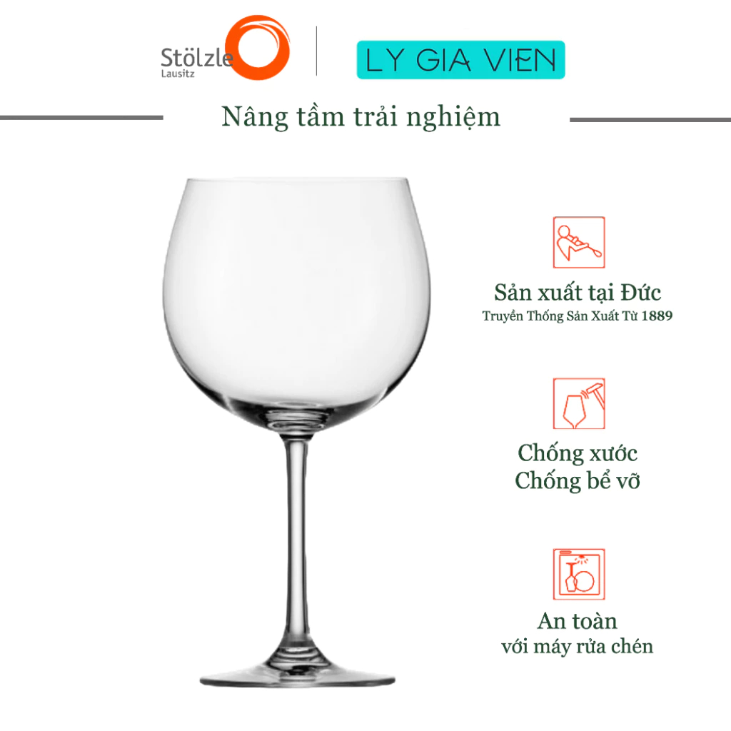 Ly Uống Vang Đỏ Burgundy Stolzle Lausitz Weinland Pinot Burgundy Glass 650ml - Thiết Kế Thanh Lịch