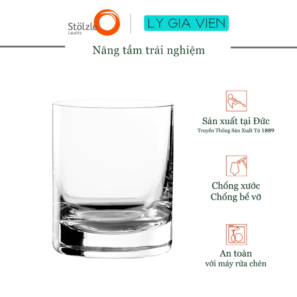 Cốc Uống Rượu Stolzle Lausitz New York Bar Rocks-Tumbler Glass 320ml - Thiết Kế Cạnh Đứng, Không Có Quai
