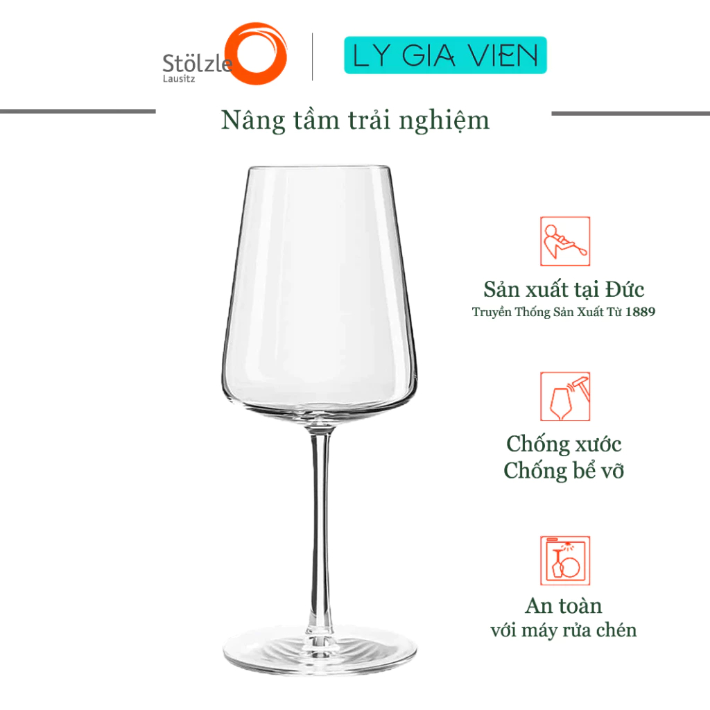 Ly Pha Lê Stolzle Lausitz Power White Wine Glass 402ml - Thiết Kế Dành Riêng Cho Các Loại Vang Đỏ Và Vang Trắng