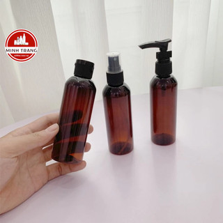 Chai nhựa pet nâu 100ml chiết dầu gội, sữa tắm, gel rửa tay, chai lọ mỹ phẩm