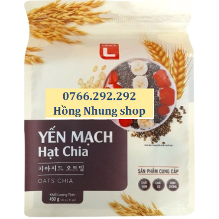 (DATE luôn mới nhất )Yến Mạch Hạt Chia Choice L Túi 450G (15 Gói x 30G)