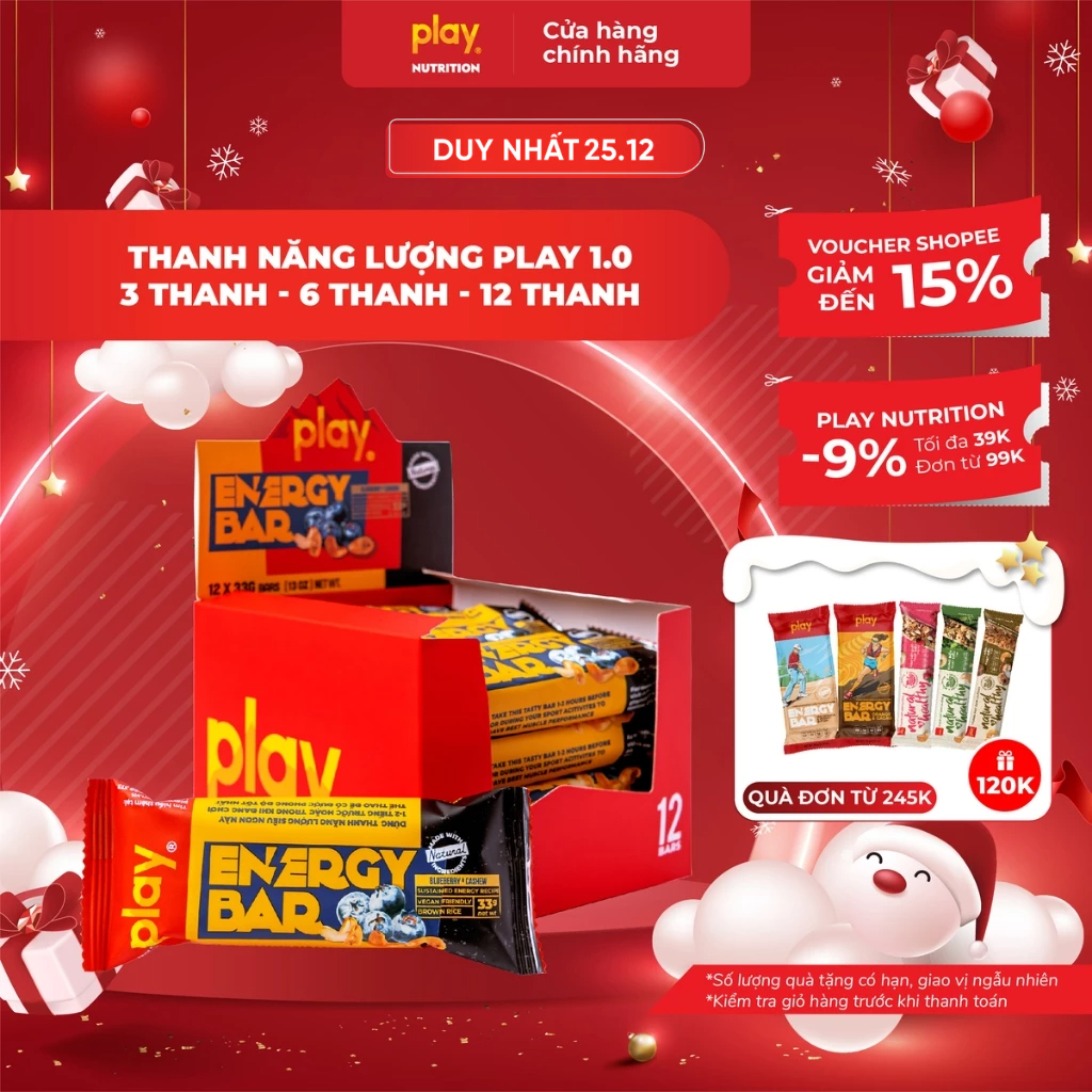 Thanh năng lượng PLAY 1.0 - Thanh ngũ cốc thuần chay PLAY Energy Bar