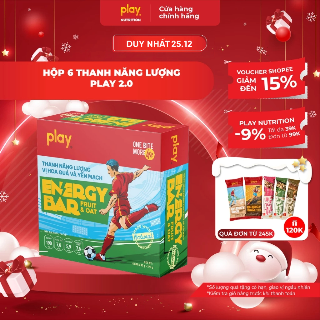 Hộp 6 thanh năng lượng PLAY 2.0 – Thanh ngũ cốc dinh dưỡng PLAY Energy Bar