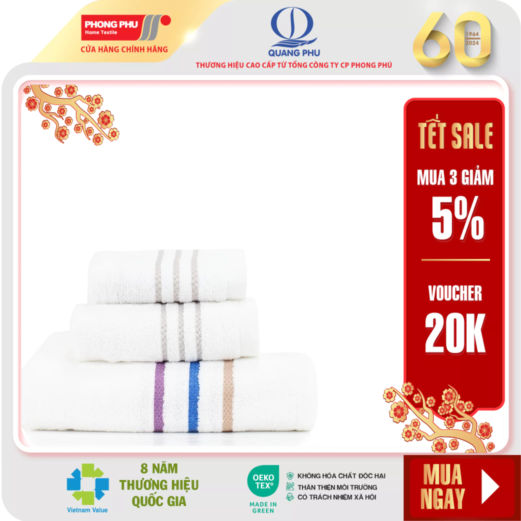 Khăn Mặt/Gội Đầu Quảng Phú Cotton FQW8 34x74cm