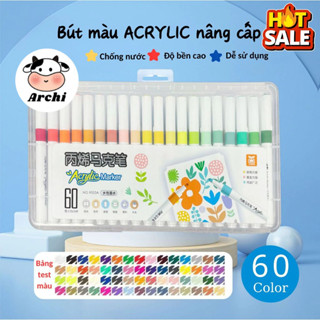 Set Bút màu Acrylic Marker Cao Cấp 12/24/36/48 bút sơn Acrylic chống nước vẽ trên mọi chất liệu vẽ giày vải chai lọ