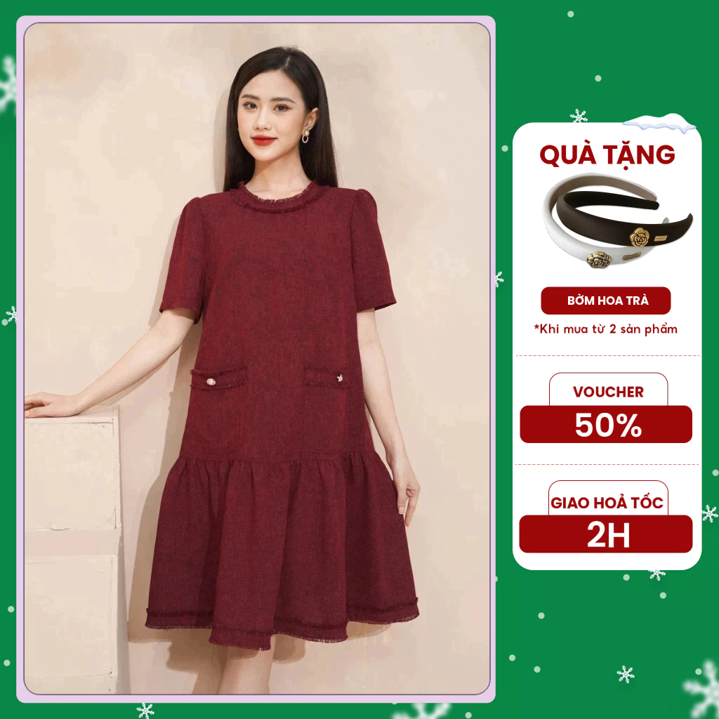 Đầm Dáng Suông Dạ Xước V71 MICHI House Váy Xuông Thiết kế Phom Xuông Rộng Có Bigsize Đến 70kg Váy Bầu Xinh